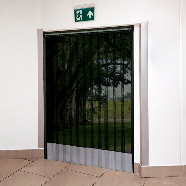 Aleco AirFlex Black Mesh Strip Door Kit 6' X 8', 8" x .080 405013 - main